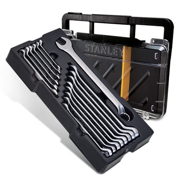 Caixa Organizadora com jogo de chaves combinadas anguladas em milimetros